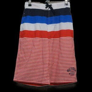 Tommy Hilfiger Striped Red White and Blue Swim Trunks Boys Size Medium (12-14)